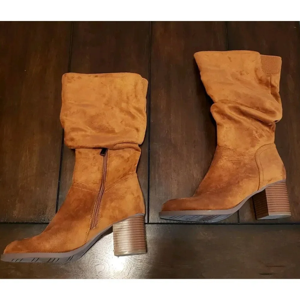 Kenneth Cole‎ Reaction Sonia Slouch Boots Women's Size 7.5 Caramel Brown